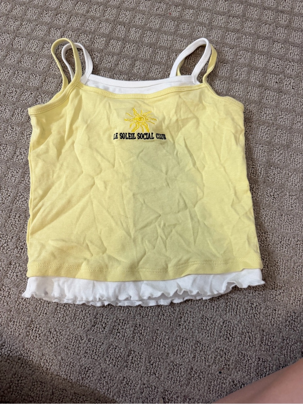RSQ Yellow Sun Embroidered Layered Tank with White Ruffle